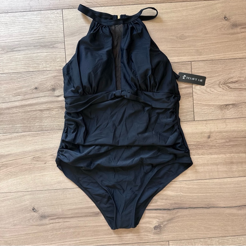 Tempt Me Mesh Ruched Monokini Swimsuit 16W